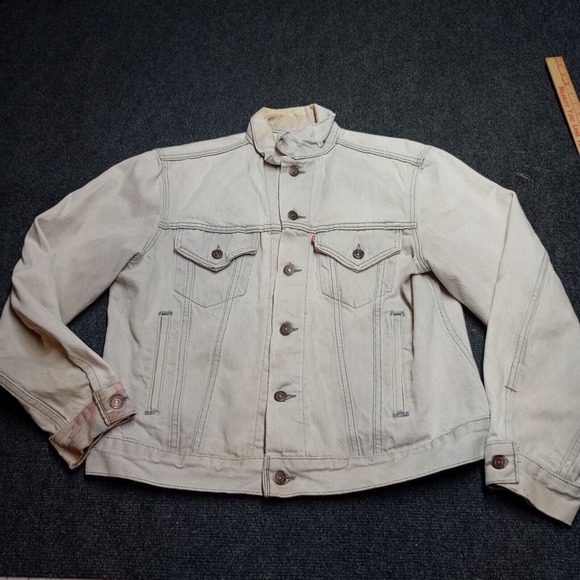 Vintage Y2K Levi Denim Trucker Jean Jacket Adult 44‎ Light Gray 70606